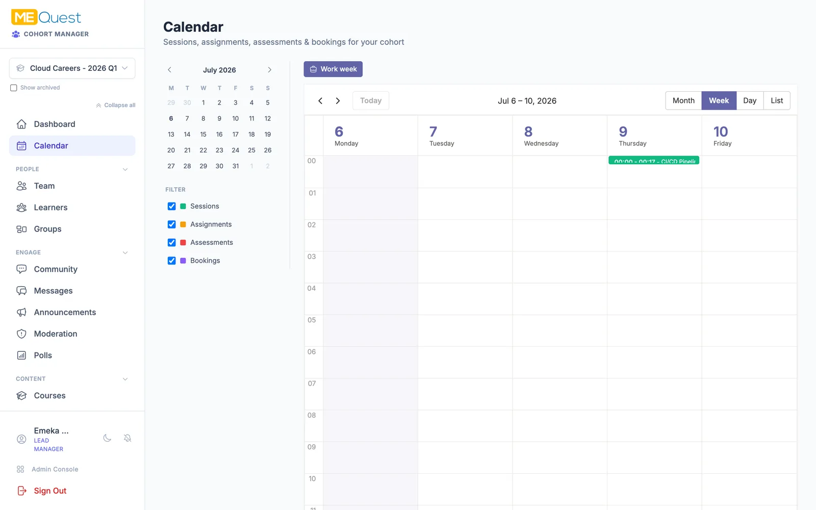 Schedule the whole timeline in MEQuest Learn