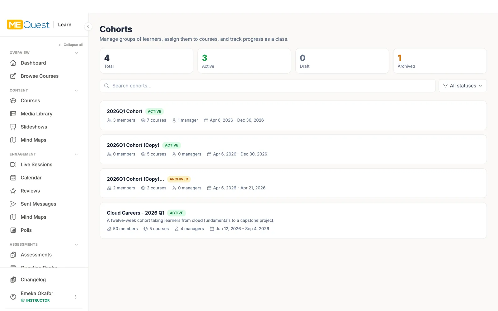 Create the program and assign a lead in MEQuest Learn