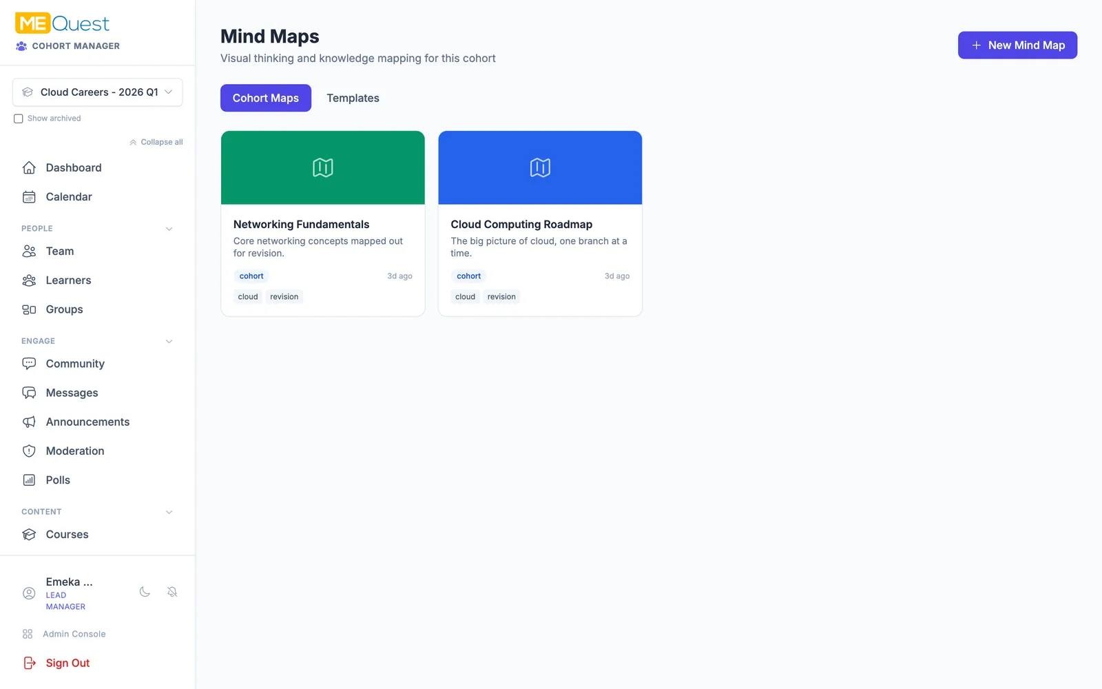 Map ideas with mind maps in MEQuest Learn